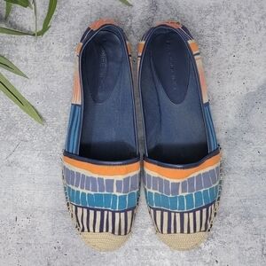 Bandolino Blue Orange Rectangle Print Espadrille Flats Size 9